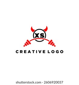 XS initial monogram for fitnes or gym logo with devil style design