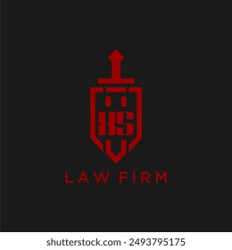 XS initial monogram for law firm with sword and shield logo image