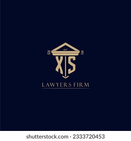 Logotipo inicial de la firma de abogados en monograma XS con diseño de hitos