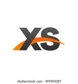 XS initial overlapping swoosh letter logo black orange
