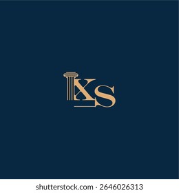 Conceito de letra XS de elegante logotipo de lei classy design advogado com monograma e pilar