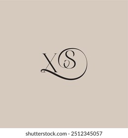 XS letter elegant and luxury style dinamyc curvy initial concept monogram wedding logo
