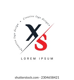 XS Letter Logo Design with a Creative Cut. Creative logo design