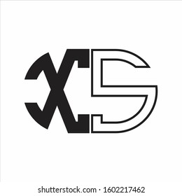 XS Letter logo monogram with oval shape negative space design template white background