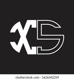 XS Letter logo monogram with oval shape negative space design template