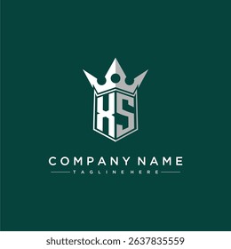 XS letter monogram initial logo for shield and crown design