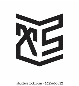 XS Logo Emblem Monogram With Shield Style Design Template Isolated On white Background