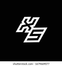 Monograma del logotipo XS con plantilla de diseño de espacio negativo de estilo inferior aislado en fondo negro