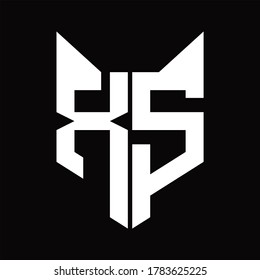 Monograma de logotipo XS con plantilla de diseño de forma de cabeza de zorro