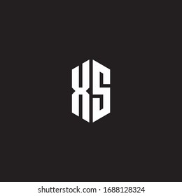 XS Logo monogram with hexagon shape style design template isolated on black background