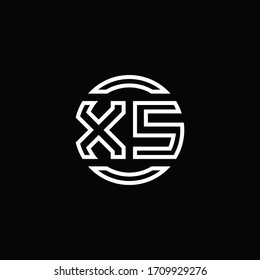 XS logo monogram with negative space circle rounded design template