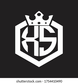 XS Logo monogram rounded by hexagon shape with crown design template