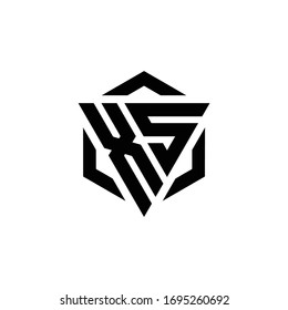 XS Logo monogram with triangle and hexagon modern design template isolated on white background