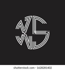 XS Logo monogram triple ribbon style line design template isolated on black background