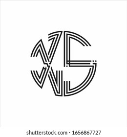 XS Logo-Monografie-Dreifach-Band-Designvorlage einzeln auf weißem Hintergrund
