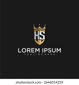 XS carta de luxo monograma para coroa e escudo logotipo design