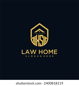 Logotipo inicial de XS en monograma para la lechuga con diseño de hogar de forma