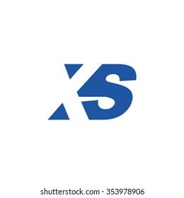 XS negative space letter logo blue