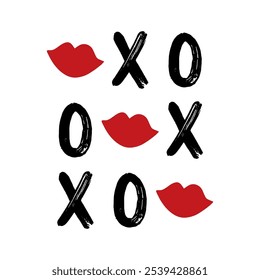 XS AND OS RED LIPS, Graphic design print t-shirts fashion, illustration, vector, posters, cards, stickers, mug