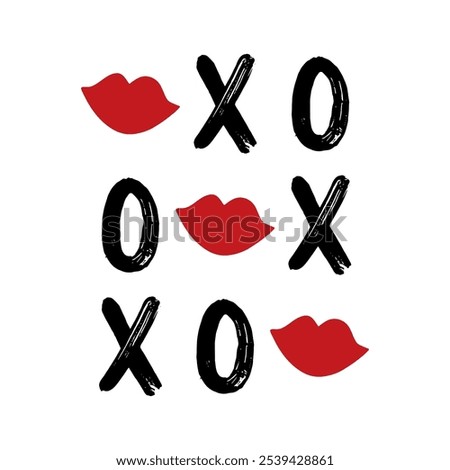 XS AND OS RED LIPS, Graphic design print t-shirts fashion, illustration, vector, posters, cards, stickers, mug