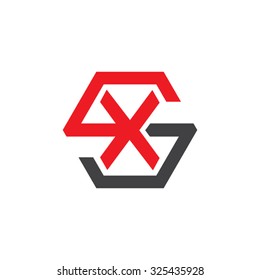 XS SX initial logo, hexagon S shape logo red