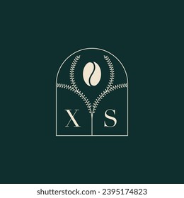 XS Diseño de logotipo único y simple combinación de letras y grano de café