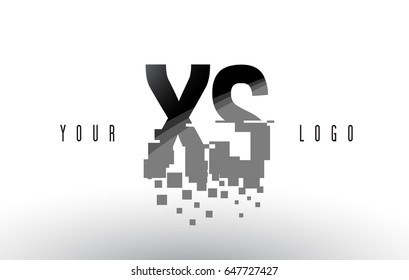 XS X S Pixel Letter Logo with Digital Shattered Black Squares. Creative Letters Vector Illustration.