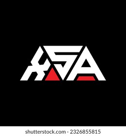 XSA triangle letter logo design with triangle shape. XSA triangle logo design monogram. XSA triangle vector logo template with red color. XSA triangular logo Simple, Elegant, and Luxurious design.