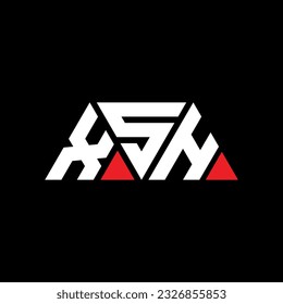 XSH triangle letter logo design with triangle shape. XSH triangle logo design monogram. XSH triangle vector logo template with red color. XSH triangular logo Simple, Elegant, and Luxurious design.