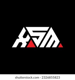 XSM triangle letter logo design with triangle shape. XSM triangle logo design monogram. XSM triangle vector logo template with red color. XSM triangular logo Simple, Elegant, and Luxurious design.