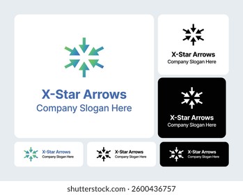 X-Star Arrows Logo | Dynamic Crossed Arrows Design