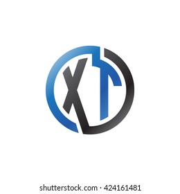 XT initial letters looping linked circle logo blue black
