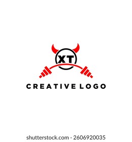 XT initial monogram for fitnes or gym logo with devil style design