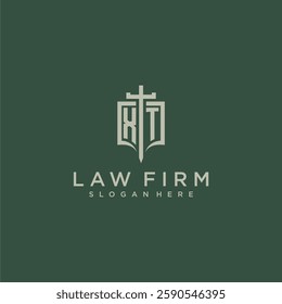 XT initial monogram for law firm with sword and shield logo image