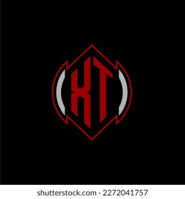 XT initial monogram logo for gaming with Gemoteric line shape style design on isolated background