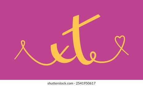 XT initial wedding monogram calligraphy vector illustration. Hand drawn lettering x and t love logo design for valentines day poster, greeting card, photo album, banner print or tattoo.