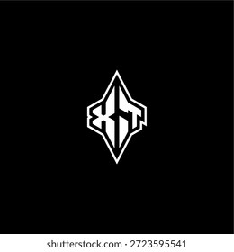 Carta XT logotipo inicial conceito de esporte techno estilo de corrida design moderno monograma de jogos