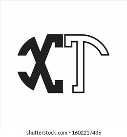 XT Letter logo monogram with oval shape negative space design template white background