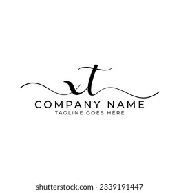 XT or xt letter mark abstract calligraphy vector logo design