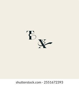 XT letter wedding monogram elegant fancy curve logo bold and hairline initial