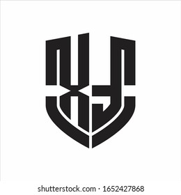 XT Logo monogram with emblem shield shape design isolated on white background