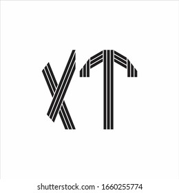 XT Logo monogram outline style linked isolated on white background