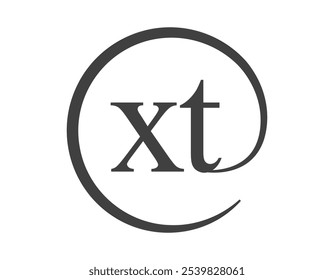 XT logo from two letter with circle shape email sign style. X and T round logotype of business company for brand identity.