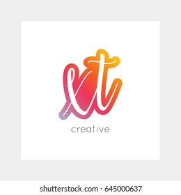 XT logo, vector. Useful as branding, app icon, alphabet combination, clip-art.