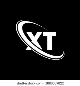 XT logo. X T design. White XT letter. XT X T letter logo design. Initial letter XT linked circle uppercase monogram logo.