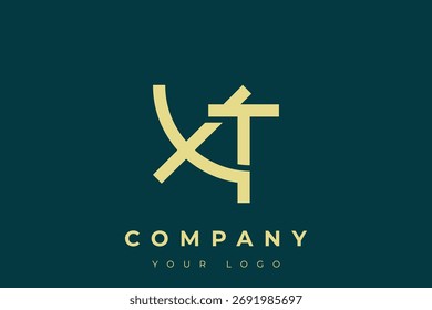 XT Modernes Goldenes Logo. Dieses moderne und elegante Logo besticht durch ein elegantes Monogramm-Design, das die Buchstaben A und B in einer stilisierten, minimalistischen Form kombiniert.
