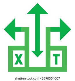 XT paths with arrows pointing left right up and down in green