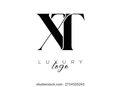 Logotipo de tipografia de monograma de letra serifa XT para identidade de marca premium elegante