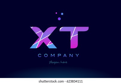 xt x t  creative color blue background pink purple magenta alphabet letter company logo vector icon