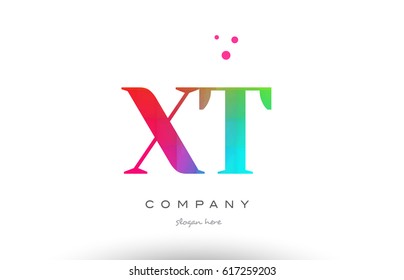 XT X T creative rainbow colors colored artistic alphabet company letter logo design vector icon template
